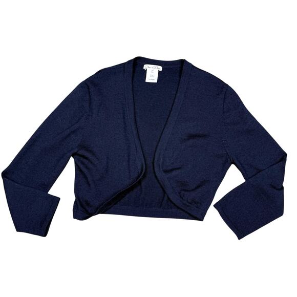 Oscar De La Renta Cashmere Silk Bolero Navy Sweater XS - Picture 1 of 9